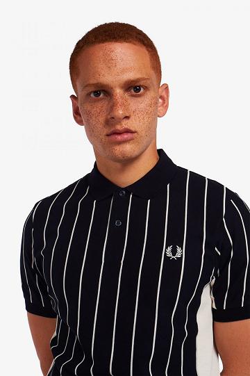Fred Perry Refined Pinstripe Polo Miesten Paidat Laivastonsininen | FI 1525NWYB